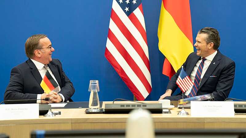 Pistorius with US Secretary of Defense Pete Hegseth in Brussels, Belgium, February 2025, tags: um - CC BY-SA